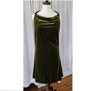 NWT - Commense Green Velvet Backless Midi Halter Dress - Size M